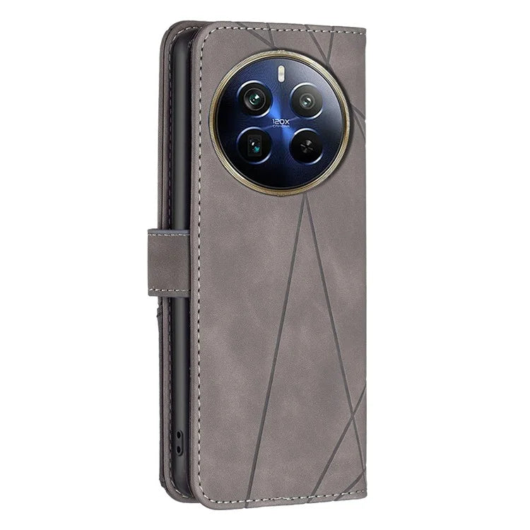 BINFEN COLOR BF05 For Realme 12 Pro 5G / 12 Pro+ 5G Wallet Phone Case Geometric Leather Flip Cover