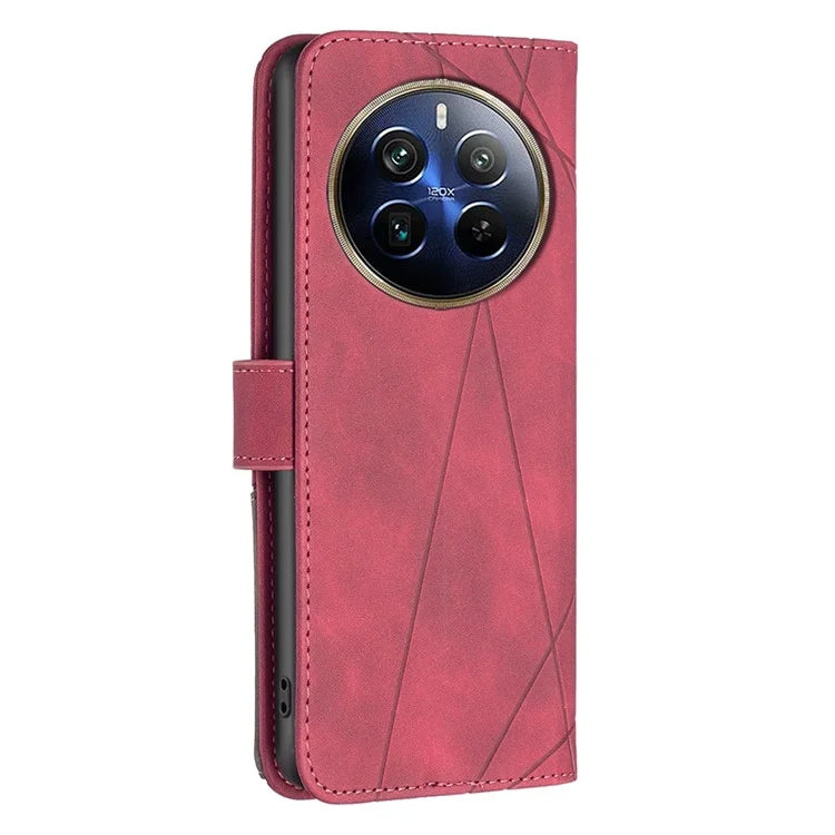 BINFEN COLOR BF05 For Realme 12 Pro 5G / 12 Pro+ 5G Wallet Phone Case Geometric Leather Flip Cover