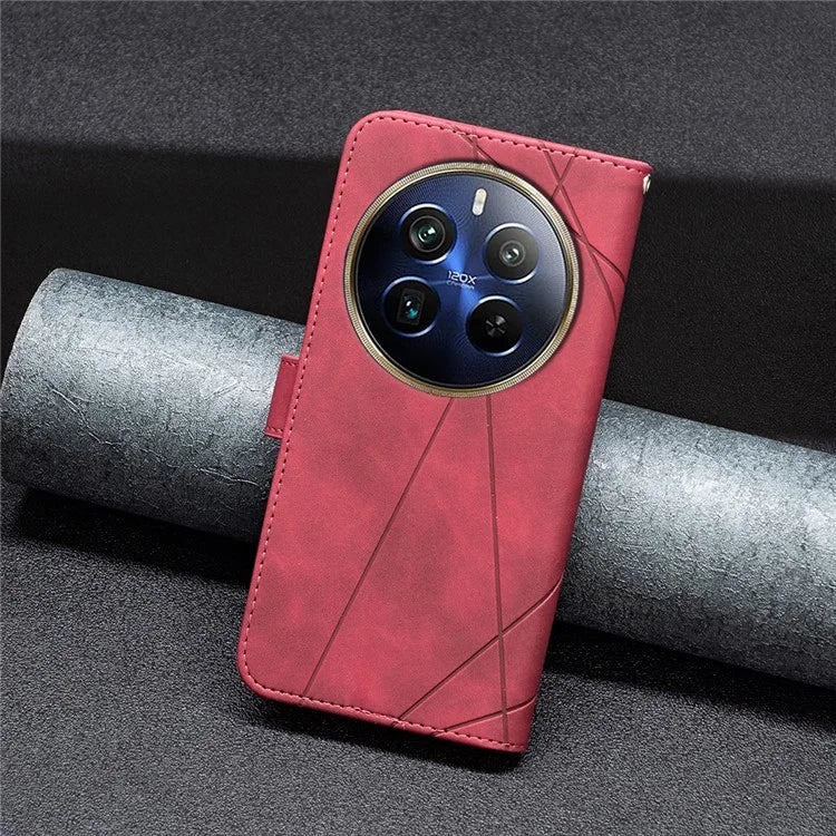 BINFEN COLOR BF05 For Realme 12 Pro 5G / 12 Pro+ 5G Wallet Phone Case Geometric Leather Flip Cover