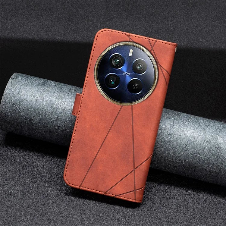 BINFEN COLOR BF05 For Realme 12 Pro 5G / 12 Pro+ 5G Wallet Phone Case Geometric Leather Flip Cover