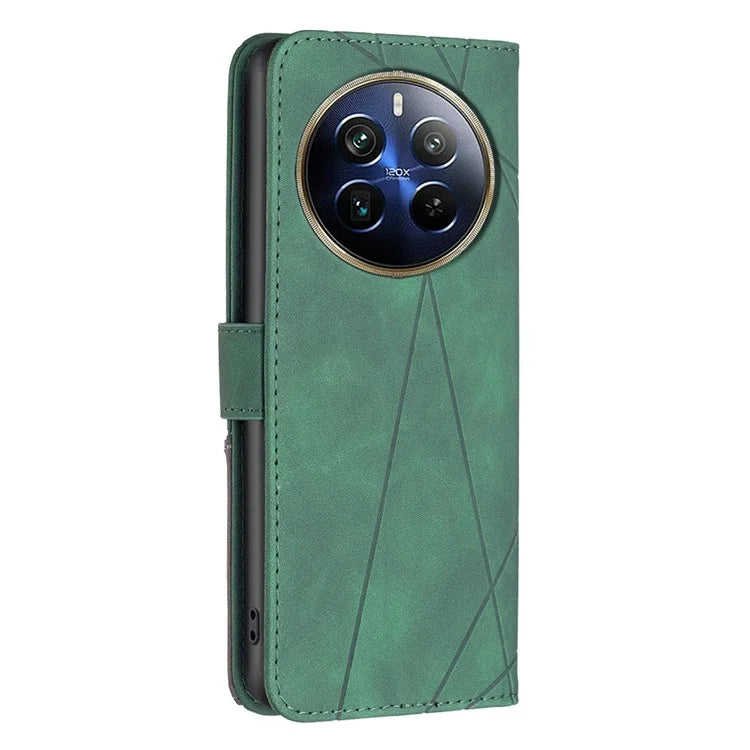 BINFEN COLOR BF05 For Realme 12 Pro 5G / 12 Pro+ 5G Wallet Phone Case Geometric Leather Flip Cover
