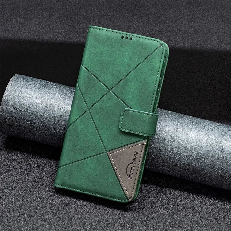 BINFEN COLOR BF05 For Realme 12 Pro 5G / 12 Pro+ 5G Wallet Phone Case Geometric Leather Flip Cover