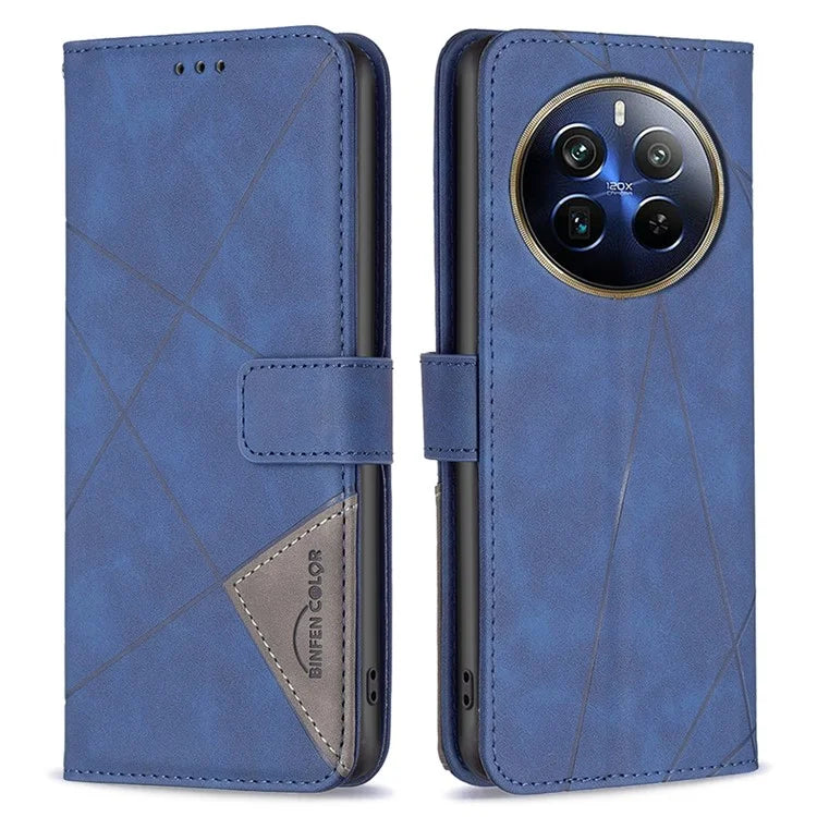 BINFEN COLOR BF05 For Realme 12 Pro 5G / 12 Pro+ 5G Wallet Phone Case Geometric Leather Flip Cover
