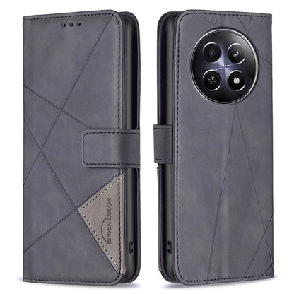 BINFEN COLOR BF05 For Realme 12 Leather Case Anti-Drop Geometric Wallet Phone Cover