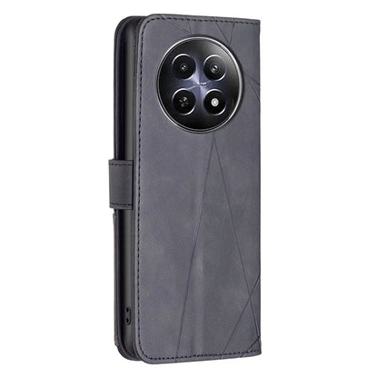 BINFEN COLOR BF05 For Realme 12 Leather Case Anti-Drop Geometric Wallet Phone Cover