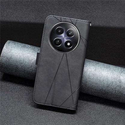 BINFEN COLOR BF05 For Realme 12 Leather Case Anti-Drop Geometric Wallet Phone Cover