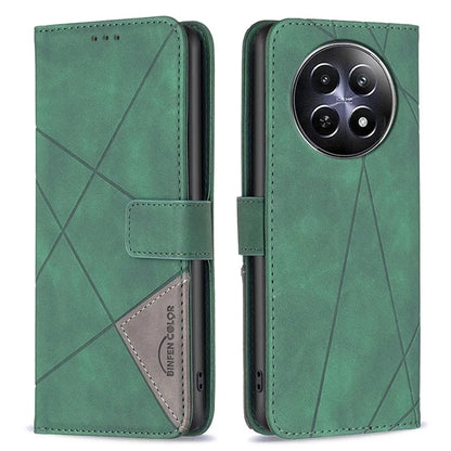 BINFEN COLOR BF05 For Realme 12 Leather Case Anti-Drop Geometric Wallet Phone Cover