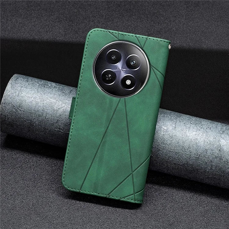 BINFEN COLOR BF05 For Realme 12 Leather Case Anti-Drop Geometric Wallet Phone Cover