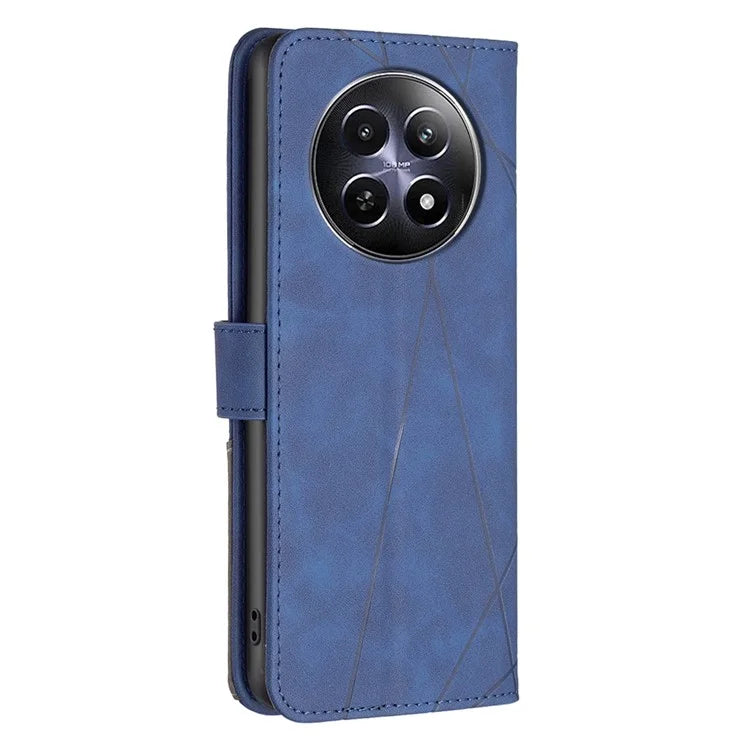 BINFEN COLOR BF05 For Realme 12 Leather Case Anti-Drop Geometric Wallet Phone Cover