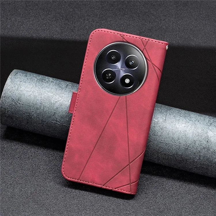 BINFEN COLOR BF05 For Realme 12 Leather Case Anti-Drop Geometric Wallet Phone Cover
