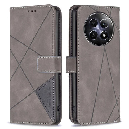 BINFEN COLOR BF05 For Realme 12 Leather Case Anti-Drop Geometric Wallet Phone Cover