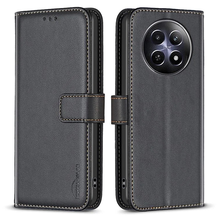 BINFEN COLOR BF17 For Realme 12 Case Stand Magnetic Closure Leather Phone Cover