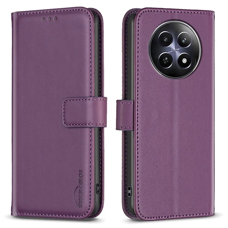 BINFEN COLOR BF17 For Realme 12 Case Stand Magnetic Closure Leather Phone Cover