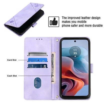 PT005 YB Imprinting Series-7 for Motorola Moto G34 5G Case PU Leather Skin-Feel Phone Cover with Necklace Strap