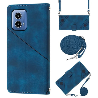 PT005 YB Imprinting Series-7 for Motorola Moto G34 5G Case PU Leather Skin-Feel Phone Cover with Necklace Strap