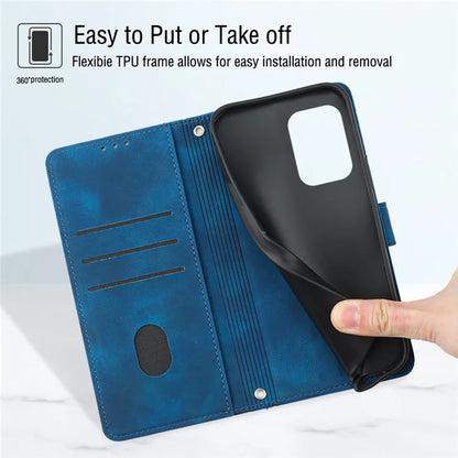 PT005 YB Imprinting Series-7 for Motorola Moto G34 5G Case PU Leather Skin-Feel Phone Cover with Necklace Strap