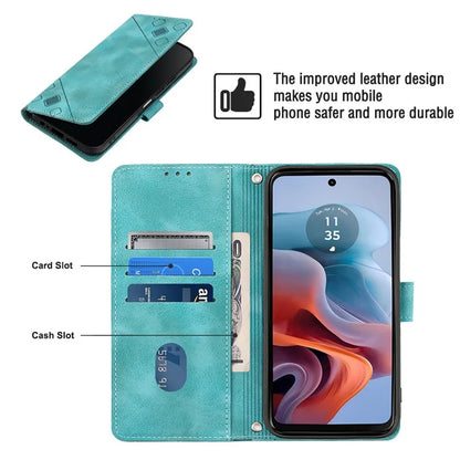 PT005 YB Imprinting Series-7 for Motorola Moto G34 5G Case PU Leather Skin-Feel Phone Cover with Necklace Strap
