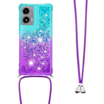 YB Quicksand Series-6 for Motorola Moto G Stylus 5G (2024) Case Glitter TPU Sequin Phone Cover with Lanyard