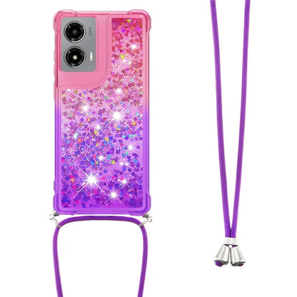 YB Quicksand Series-6 for Motorola Moto G Stylus 5G (2024) Case Glitter TPU Sequin Phone Cover with Lanyard