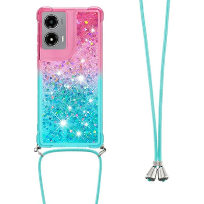 YB Quicksand Series-6 for Motorola Moto G Stylus 5G (2024) Case Glitter TPU Sequin Phone Cover with Lanyard
