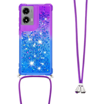 YB Quicksand Series-6 for Motorola Moto G Stylus 5G (2024) Case Glitter TPU Sequin Phone Cover with Lanyard