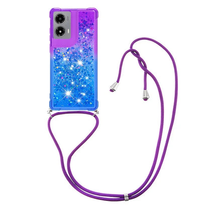 YB Quicksand Series-6 for Motorola Moto G Stylus 5G (2024) Case Glitter TPU Sequin Phone Cover with Lanyard