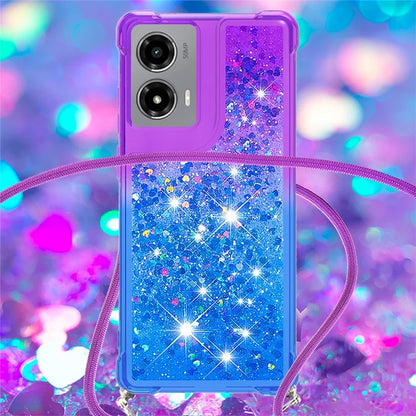 YB Quicksand Series-6 for Motorola Moto G Stylus 5G (2024) Case Glitter TPU Sequin Phone Cover with Lanyard
