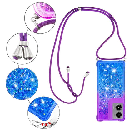 YB Quicksand Series-6 for Motorola Moto G Stylus 5G (2024) Case Glitter TPU Sequin Phone Cover with Lanyard