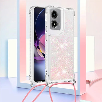 YB Quicksand Series-4 For Motorola Moto G Stylus 5G (2024) TPU Case Sequins Phone Cover with Lanyard
