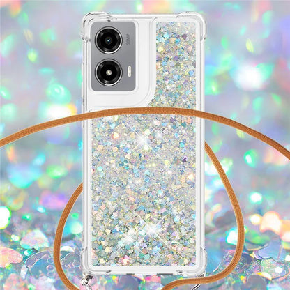 YB Quicksand Series-4 For Motorola Moto G Stylus 5G (2024) TPU Case Sequins Phone Cover with Lanyard