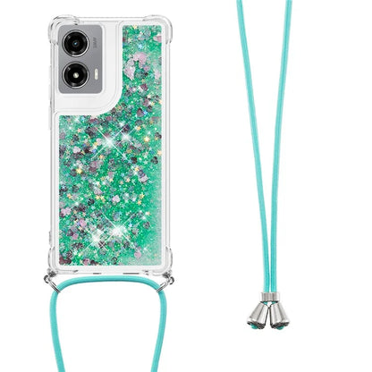 YB Quicksand Series-4 For Motorola Moto G Stylus 5G (2024) TPU Case Sequins Phone Cover with Lanyard