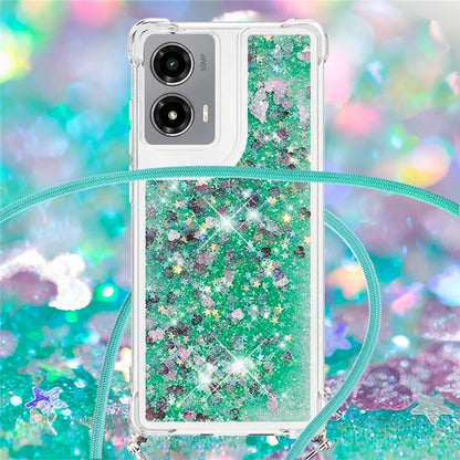 YB Quicksand Series-4 For Motorola Moto G Stylus 5G (2024) TPU Case Sequins Phone Cover with Lanyard