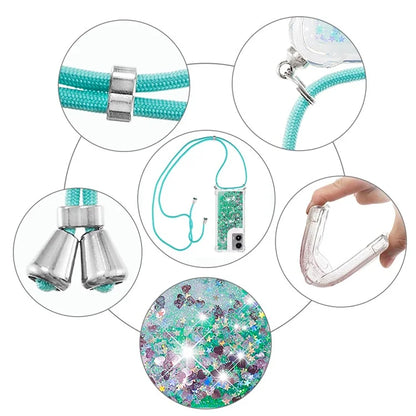 YB Quicksand Series-4 For Motorola Moto G Stylus 5G (2024) TPU Case Sequins Phone Cover with Lanyard