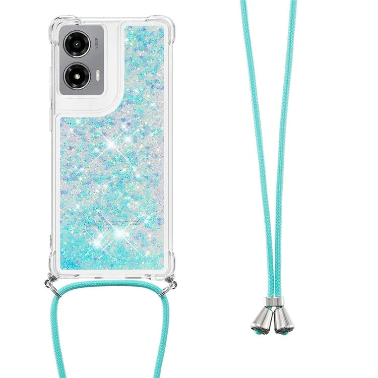 YB Quicksand Series-4 For Motorola Moto G Stylus 5G (2024) TPU Case Sequins Phone Cover with Lanyard