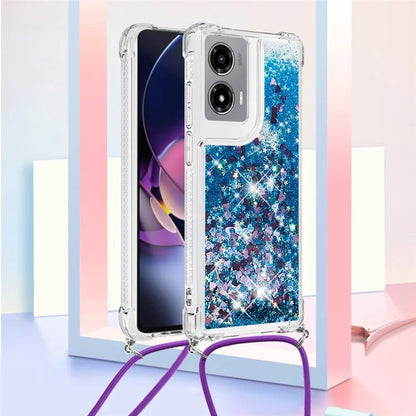 YB Quicksand Series-4 For Motorola Moto G Stylus 5G (2024) TPU Case Sequins Phone Cover with Lanyard
