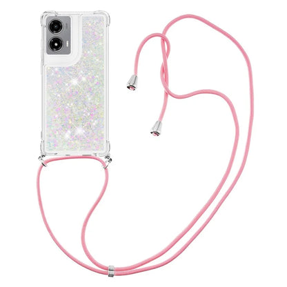 YB Quicksand Series-4 For Motorola Moto G Stylus 5G (2024) TPU Case Sequins Phone Cover with Lanyard
