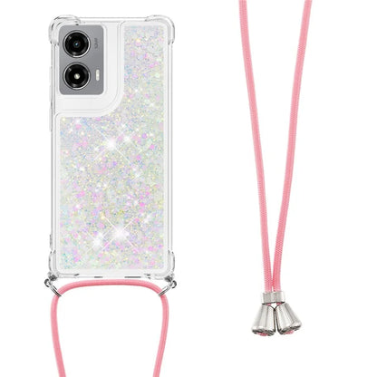 YB Quicksand Series-4 For Motorola Moto G Stylus 5G (2024) TPU Case Sequins Phone Cover with Lanyard