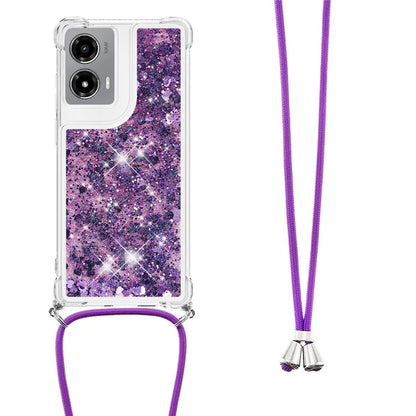 YB Quicksand Series-4 For Motorola Moto G Stylus 5G (2024) TPU Case Sequins Phone Cover with Lanyard