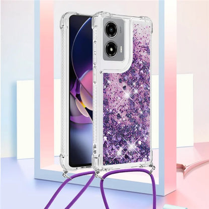 YB Quicksand Series-4 For Motorola Moto G Stylus 5G (2024) TPU Case Sequins Phone Cover with Lanyard