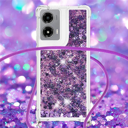 YB Quicksand Series-4 For Motorola Moto G Stylus 5G (2024) TPU Case Sequins Phone Cover with Lanyard