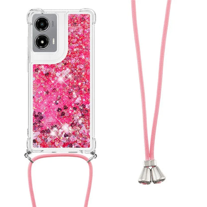YB Quicksand Series-4 For Motorola Moto G Stylus 5G (2024) TPU Case Sequins Phone Cover with Lanyard