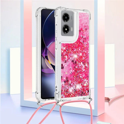 YB Quicksand Series-4 For Motorola Moto G Stylus 5G (2024) TPU Case Sequins Phone Cover with Lanyard