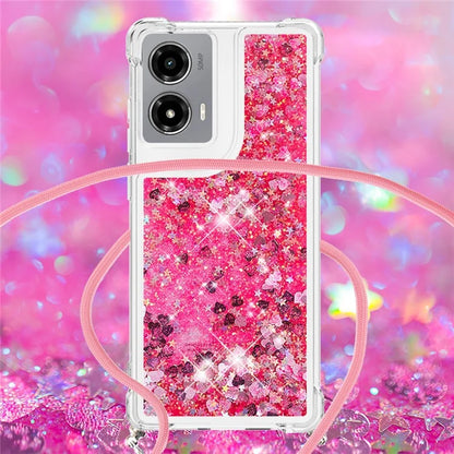 YB Quicksand Series-4 For Motorola Moto G Stylus 5G (2024) TPU Case Sequins Phone Cover with Lanyard