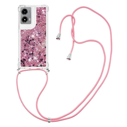 YB Quicksand Series-4 For Motorola Moto G Stylus 5G (2024) TPU Case Sequins Phone Cover with Lanyard