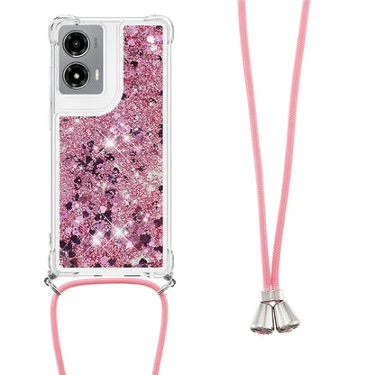 YB Quicksand Series-4 For Motorola Moto G Stylus 5G (2024) TPU Case Sequins Phone Cover with Lanyard