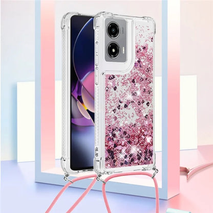 YB Quicksand Series-4 For Motorola Moto G Stylus 5G (2024) TPU Case Sequins Phone Cover with Lanyard