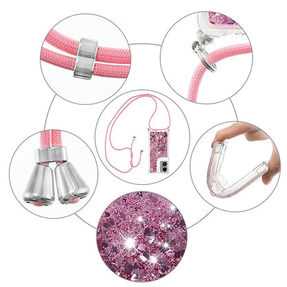YB Quicksand Series-4 For Motorola Moto G Stylus 5G (2024) TPU Case Sequins Phone Cover with Lanyard