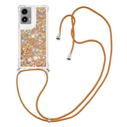 YB Quicksand Series-4 For Motorola Moto G Stylus 5G (2024) TPU Case Sequins Phone Cover with Lanyard