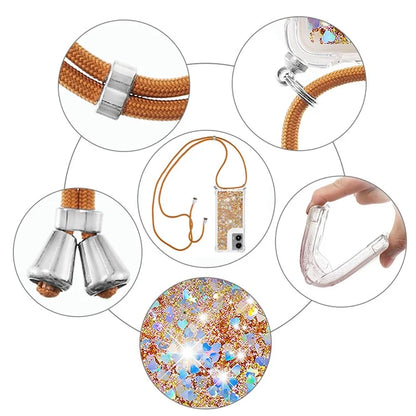 YB Quicksand Series-4 For Motorola Moto G Stylus 5G (2024) TPU Case Sequins Phone Cover with Lanyard