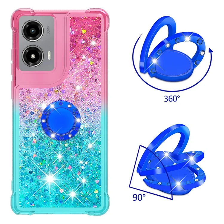 YB Quicksand Series-8 for Motorola Moto G Stylus 5G (2024) TPU Case Glitter Liquid Kickstand Phone Cover